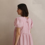 Robe d'allaitement à manches ballon rose