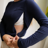 T-Shirt allaitement manches longues bleu marine