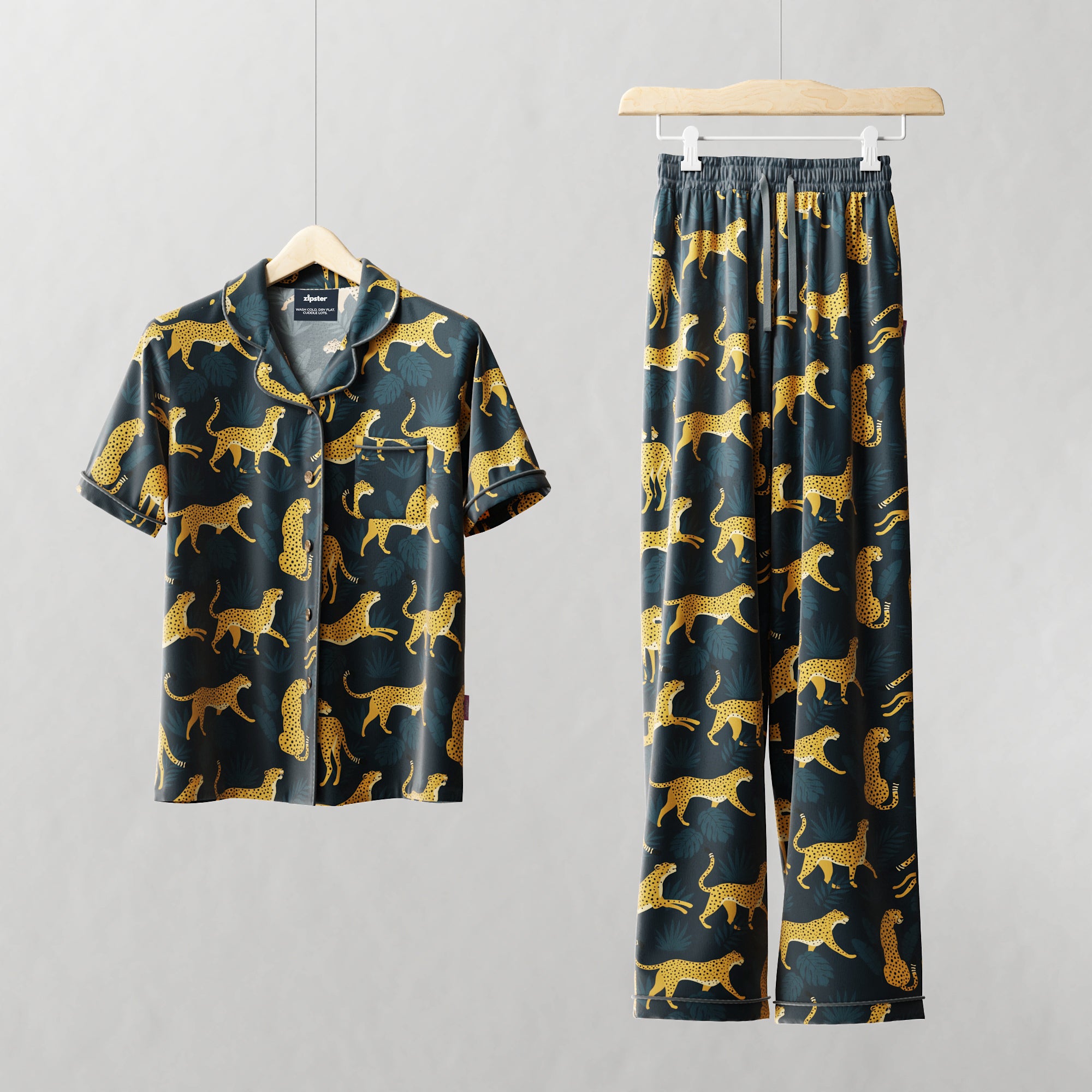 Women's Bamboo Pyjama Long Set - Cheetah