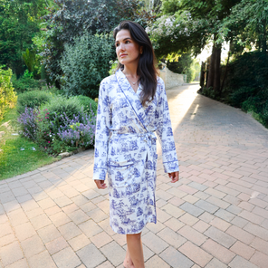 Women's Toile de Jouy Bamboo Robe