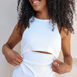 Breastfeeding Ribbed Canotta Bianco