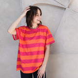 Maglietta oversize per l'allattamento al seno rosa e arancione