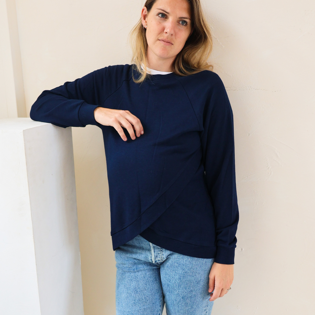 Sweatshirt zum Stillen - Marineblau