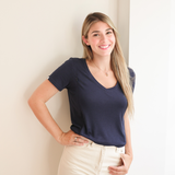 Maglietta per l'allattamento al seno con scollo a V, blu navy