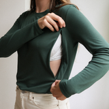 T-Shirt Allaitement Manches Longues Vert Forêt