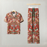 William Morris Ladies Pyjamas Set Strawberry Thief Rouge