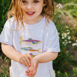 Übergroßes T-Shirt für Kinder Weißer Fischstapel
