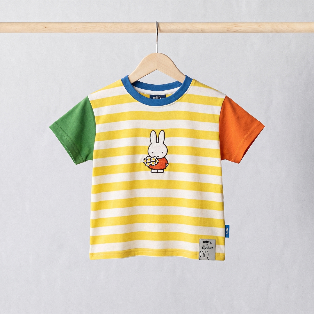 Miffy: camiseta infantil a rayas con cuello redondo de Bloom, vista frontal