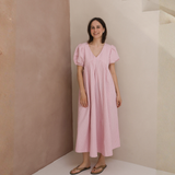 Robe d'allaitement à manches ballon rose